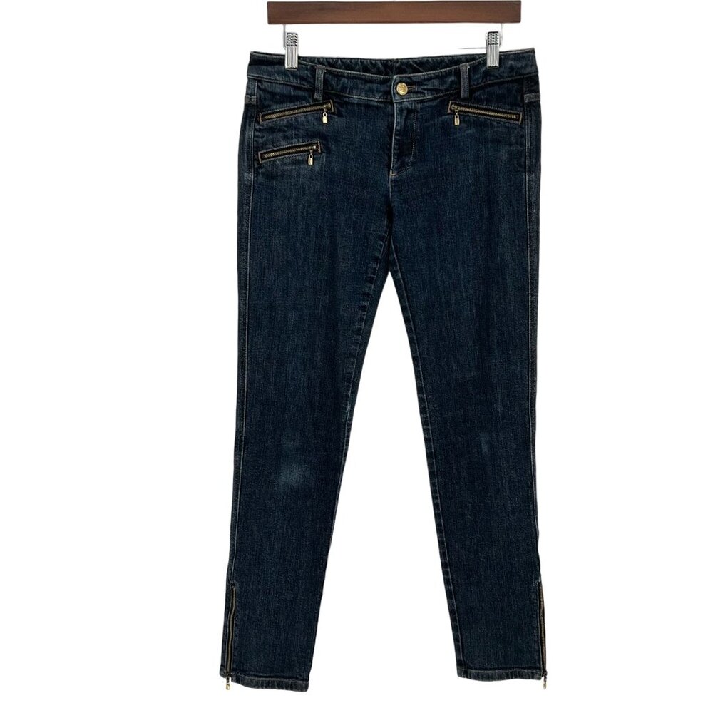 St. John Womens Low‎ Rise Skinny Jeans Size 4 Blue Denim Ankle Zipper Accent
